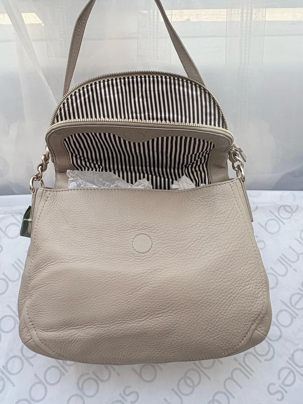 NWT Kate Spade Cobble Hill Penny Leather Shoulder Bag Oyster Gray PXRU2736
